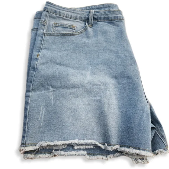 Agnes Orinda Denim Stretch Cut off Shorts in Blue Size 3X W-705